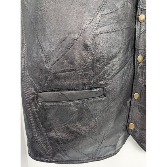 Italian Stone Design Genuine Leather Navarre Leather Company Black Vest Size L - Picture 4 of 10